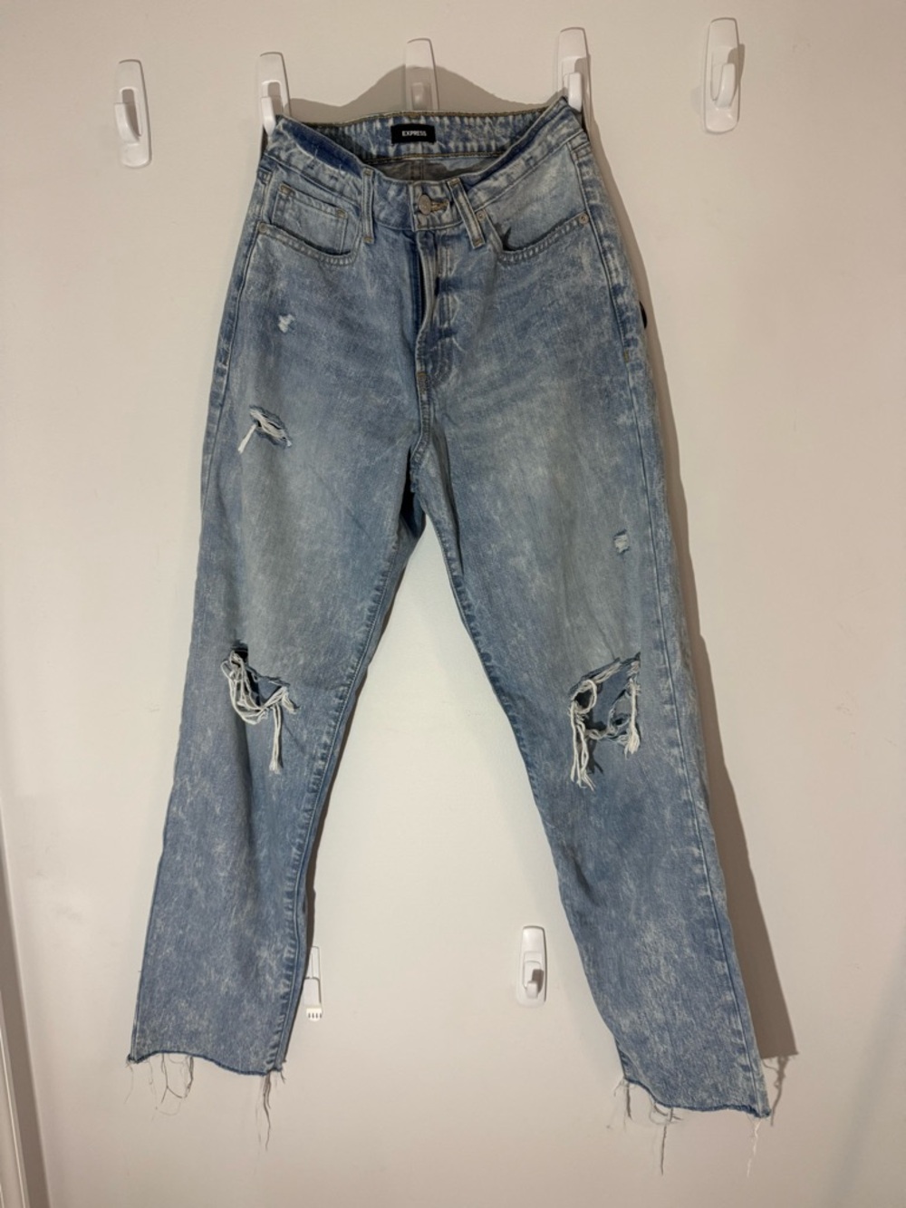 Express Light Wash Distressed Boyfriend Jeans